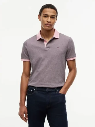 Regular Fit Striped Interlock Polo