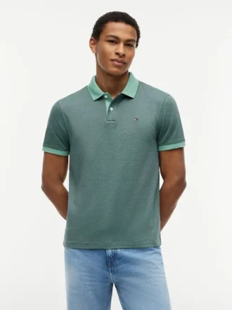 Regular Fit Striped Interlock Polo