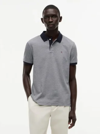 Regular Fit Striped Interlock Polo