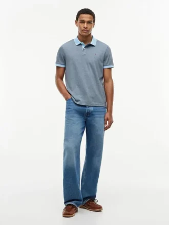 Regular Fit Striped Interlock Polo