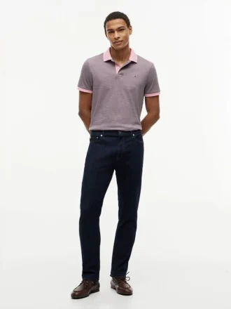 Regular Fit Striped Interlock Polo