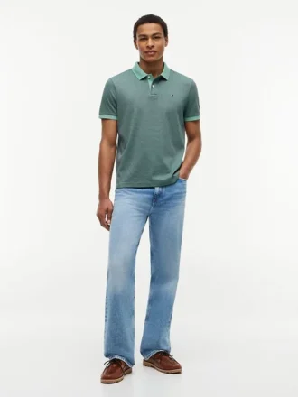 Regular Fit Striped Interlock Polo