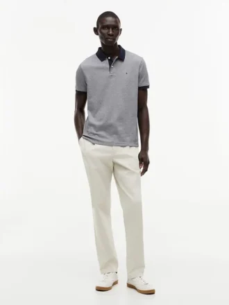 Regular Fit Striped Interlock Polo