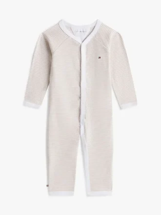 Ribbad overall med fot för baby