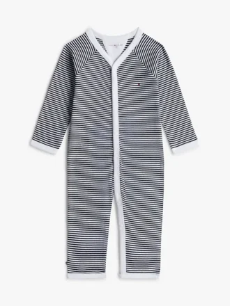 Ribbad overall med fot för baby
