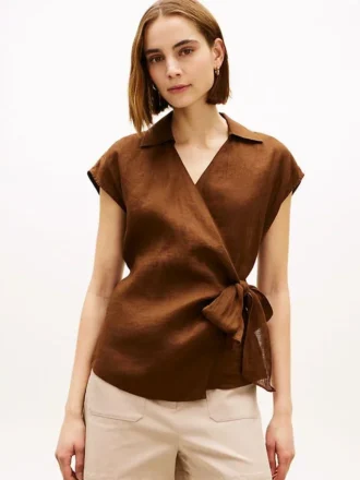 Ärmlös linne-wrap-top