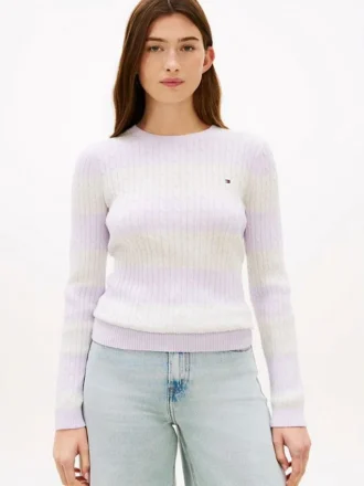 Rugby Stripe Cable Knit Sweater