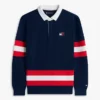 Rugbypolo med logotyp och grafiska ränder för barn Rugbypolo med logotyp och grafiska ränder för barn