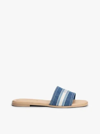 Sandaler i denim med logotyp i vävband