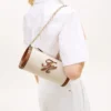 Script Monogram Linen Chain Strap Bag Script Monogram Linen Chain Strap Bag