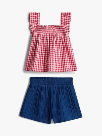 Set med rutig topp och shorts för baby