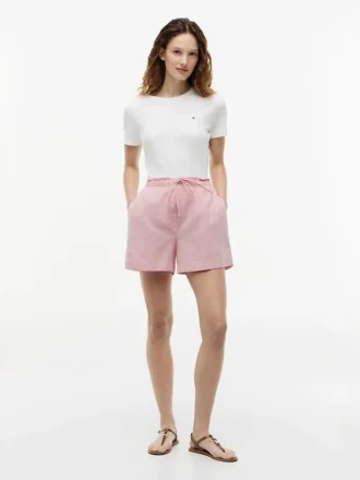 Shorts i linne-bomullsblandning