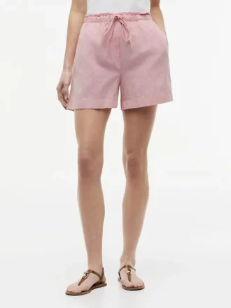 Shorts i linne-bomullsblandning