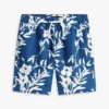 Shorts i linne-bomullsblandning med blommönster för barn