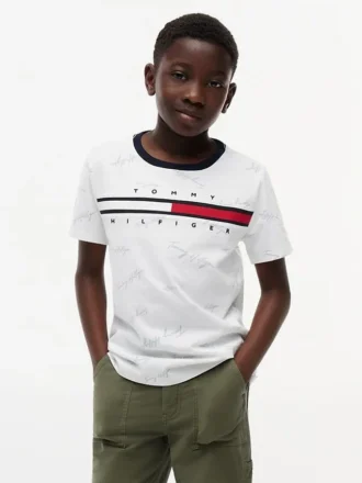 Signature Flag Stripe Logo T-shirt för barn
