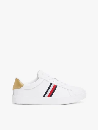 Signature Stripe läder-court-sneakers