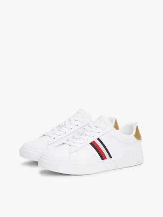 Signature Stripe läder-court-sneakers