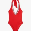 Signature Stripe Plunge Halter-baddräkt