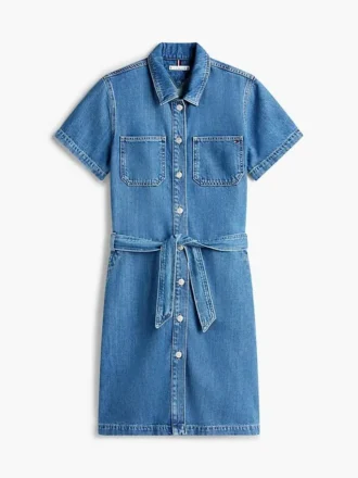 Skjortklänning i mediumtvättad denim med bälte