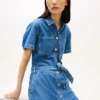 Skjortklänning i mediumtvättad denim med bälte