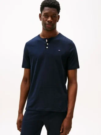 Sleepsär i mockajersey med Henley-krage Sleepsär i mockajersey med Henley-krage