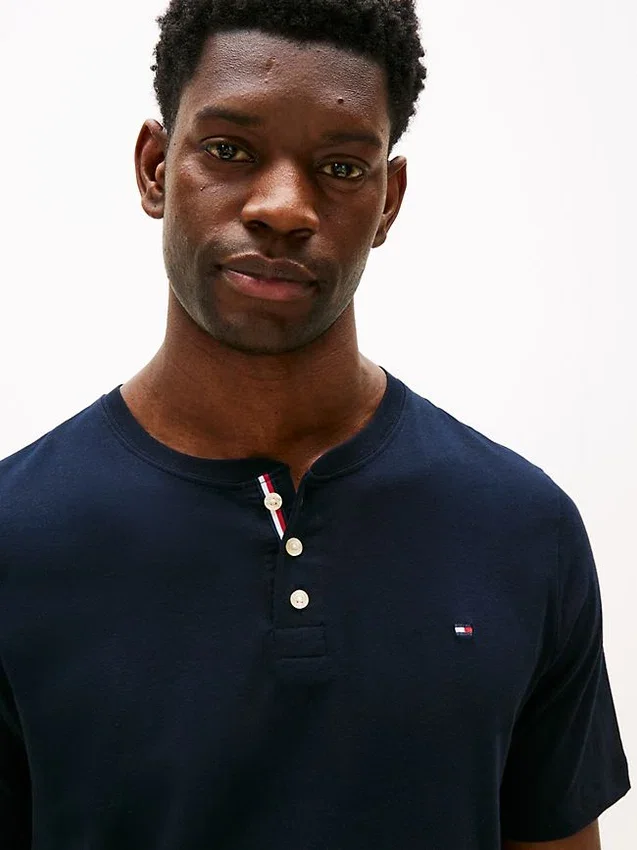 Sleepsär i mockajersey med Henley-krage Sleepsär i mockajersey med Henley-krage