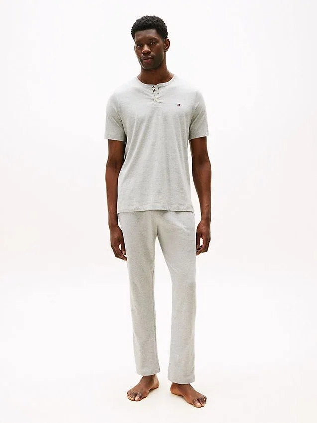 Sleepsär i mockajersey med Henley-krage Sleepsär i mockajersey med Henley-krage