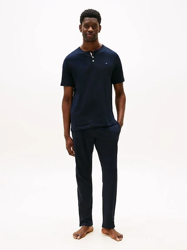Sleepsär i mockajersey med Henley-krage Sleepsär i mockajersey med Henley-krage