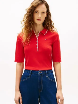 Slim Fit halvärmad polo med kontrastkant
