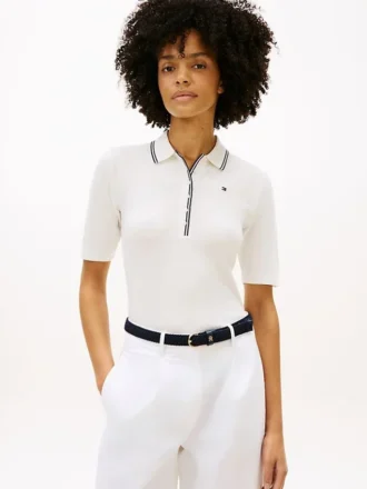 Slim Fit halvärmad polo med kontrastkant