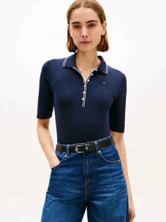 Slim Fit halvärmad polo med kontrastkant