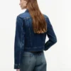 Slim Fit mörkblå stretch-jeansjacka Slim Fit mörkblå stretch-jeansjacka