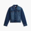 Slim Fit mörkblå stretch-jeansjacka Slim Fit mörkblå stretch-jeansjacka