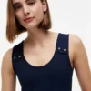 Slim Fit Nautical Gold-Button Tank Top Slim Fit Nautical Gold-Button Tank Top