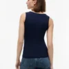 Slim Fit Nautical Gold-Button Tank Top Slim Fit Nautical Gold-Button Tank Top