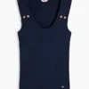 Slim Fit Nautical Gold-Button Tank Top Slim Fit Nautical Gold-Button Tank Top