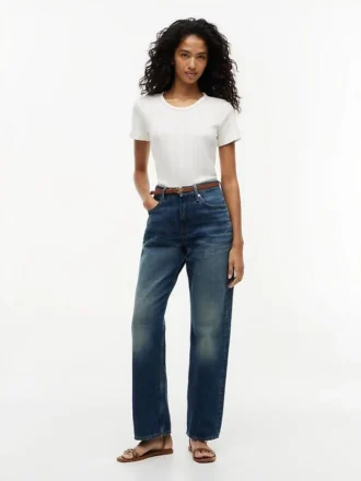 Slim Fit Pointelle T-shirt med rund hals