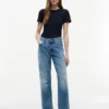 Slim Fit Pointelle T-shirt med rund hals Slim Fit Pointelle T-shirt med rund hals