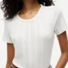 Slim Fit Pointelle T-shirt med rund hals