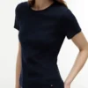 Slim Fit Pointelle T-shirt med rund hals Slim Fit Pointelle T-shirt med rund hals
