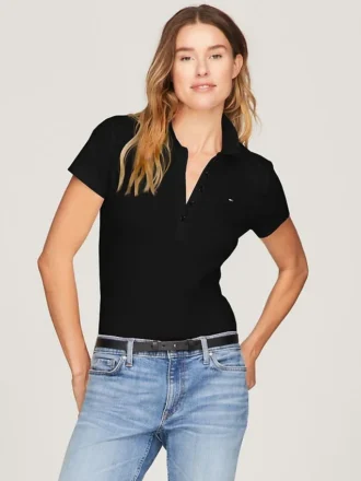 Slim Fit-polotröja i stretchbomull