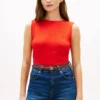 Slim Fit Rib-Knit Boatneck Tank Top