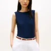 Slim Fit Rib-Knit Boatneck Tank Top