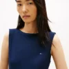 Slim Fit Rib-Knit Boatneck Tank Top