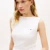 Slim Fit Rib-Knit Boatneck Tank Top