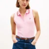 Slim Fit Sleeveless Script Monogram Polo