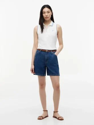 Slim Fit Sleeveless Script Monogram Polo