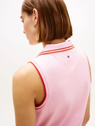 Slim Fit Sleeveless Script Monogram Polo