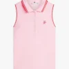 Slim Fit Sleeveless Script Monogram Polo