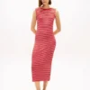 Slim Fit Stripe Boatneck Midi Dress